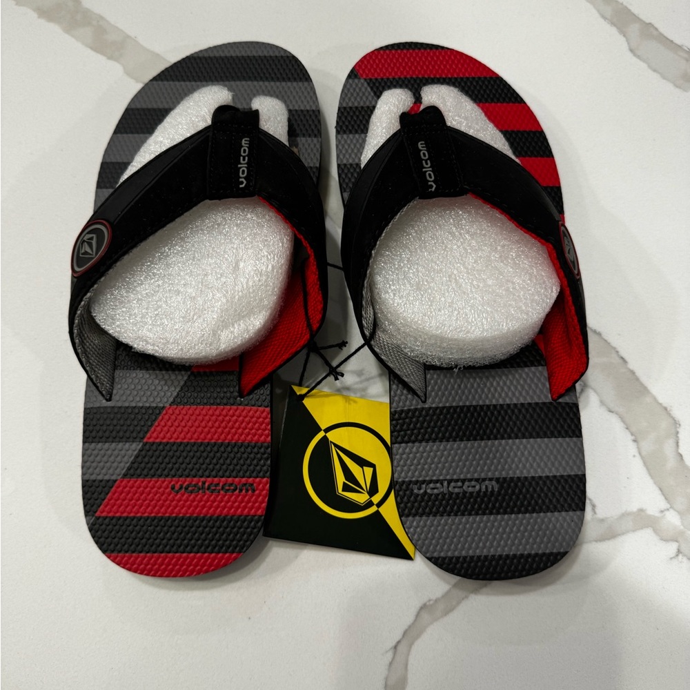 Volcom Little Youth Comfort Red/Grey Kids Sandals NWT MSRP $20